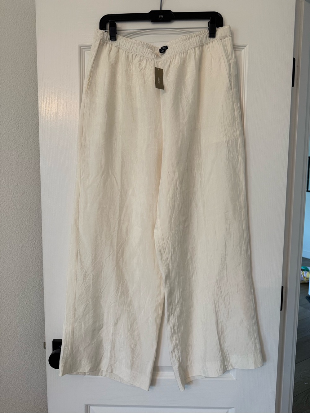 J Crew Crinkle Satin Wide Leg Pants